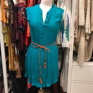 Teal boutique shift dress coverup hi-lo
